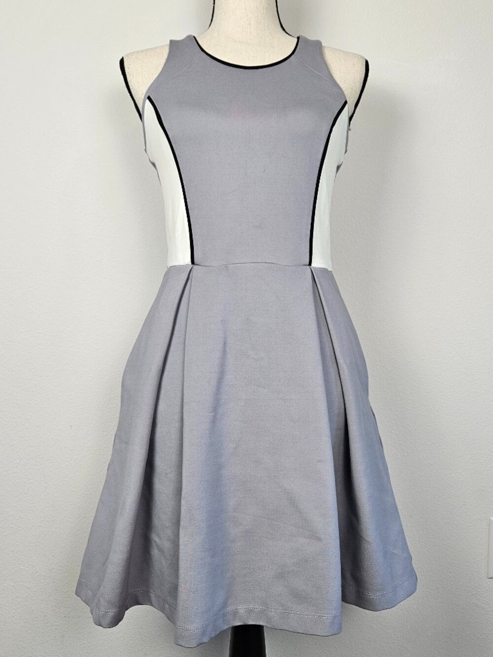 Anthropologie ({TL} The Letter). Gray and white fit and flare dress